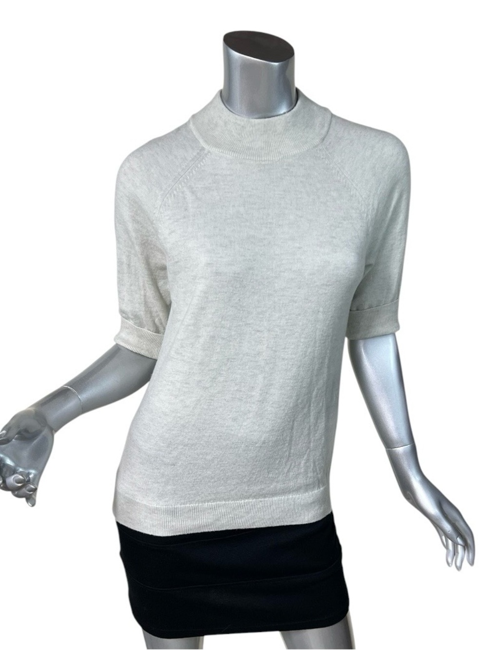 Banana Republic Cream Half Sleeve Mock Neck Wool Blend Sweater Medium